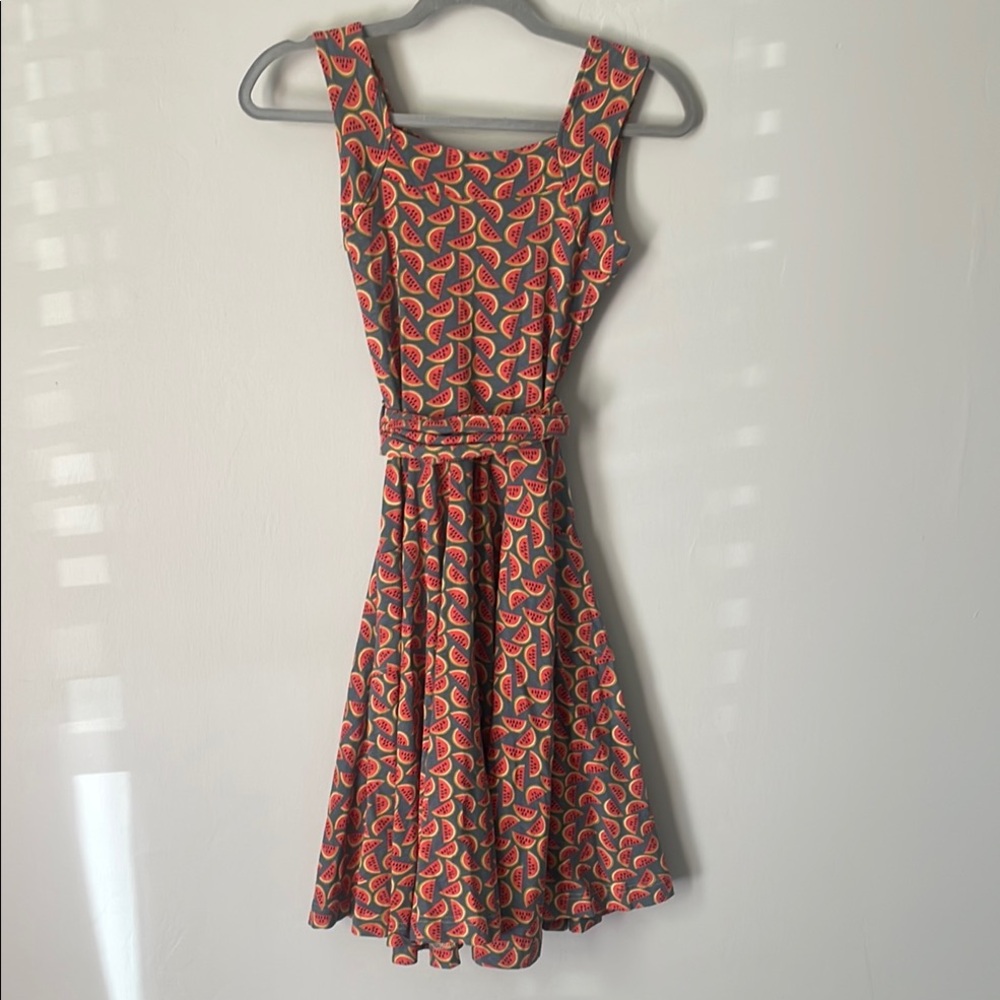Watermelon Print Sleeveless Dress